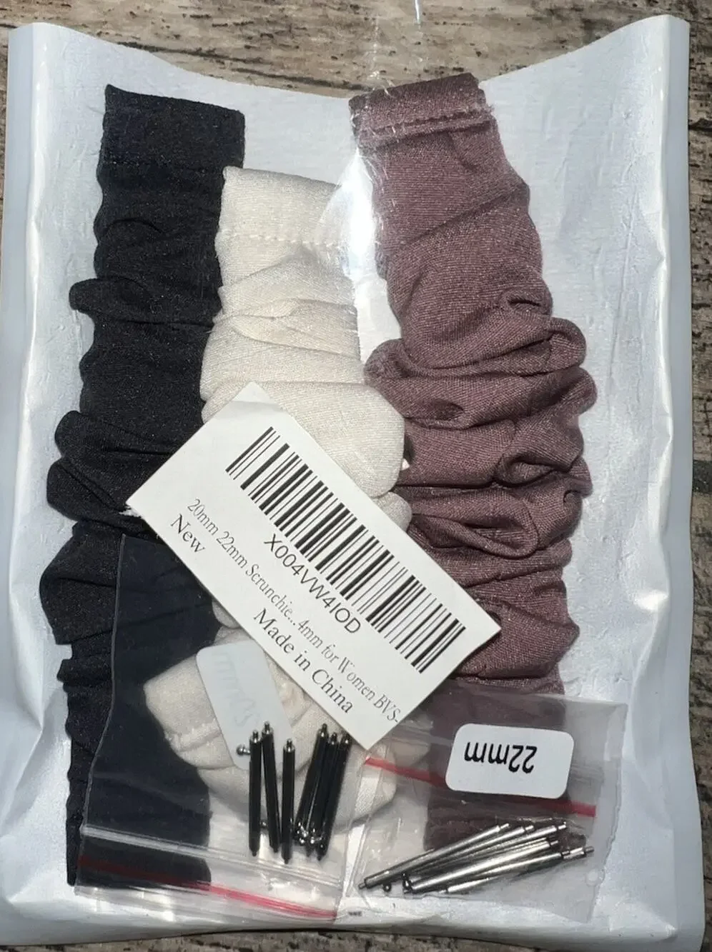 Scrunchie Style Fabric Apple Watch Bands ( set of 3) 20mm & 22mm OPEN BOX